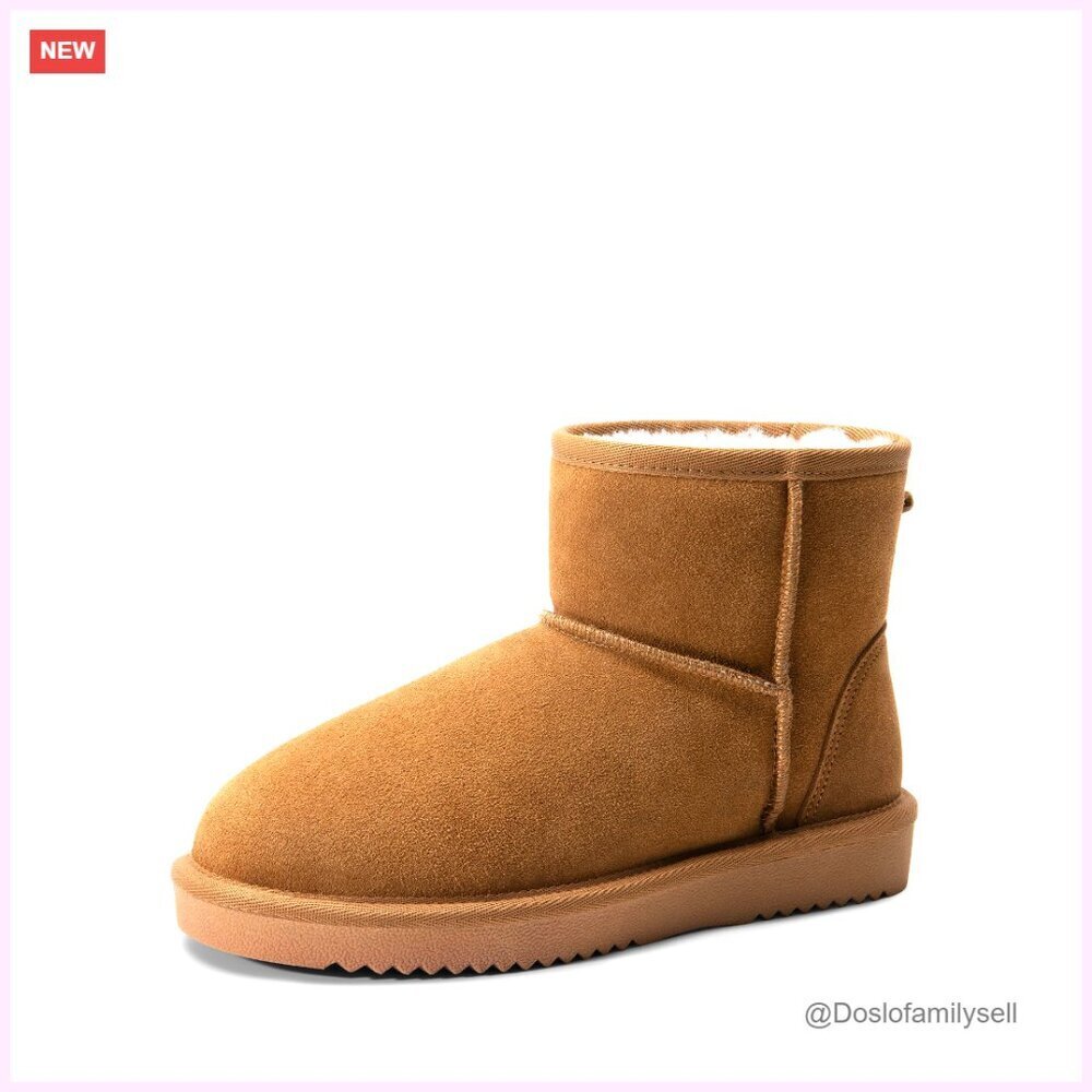 Genuine Suede Snow Boots with Faux Fur Lining and Memory Foam